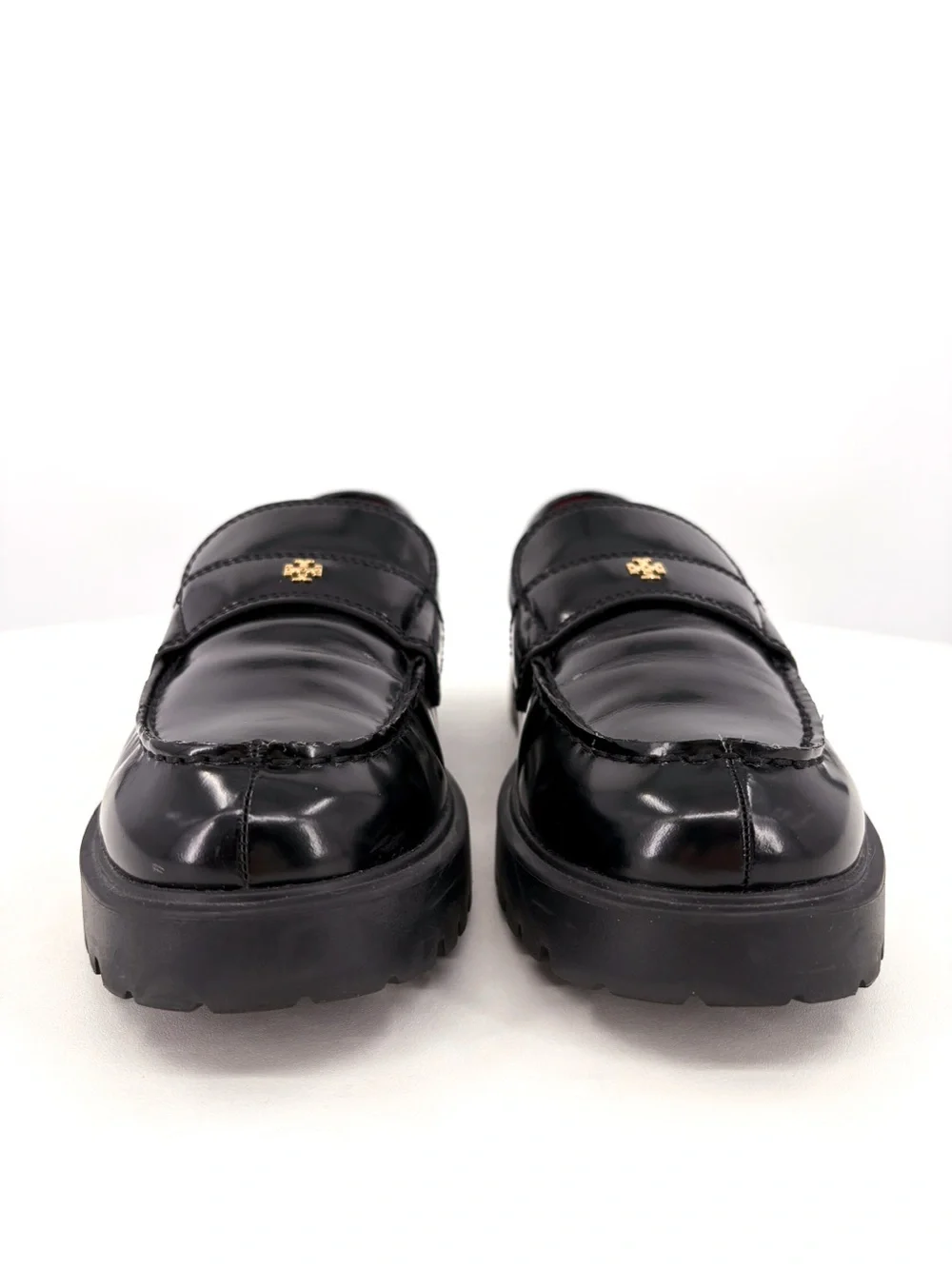 TORY BURCH Classic Lug Loafer Black Leather Platform Loafers 8.5